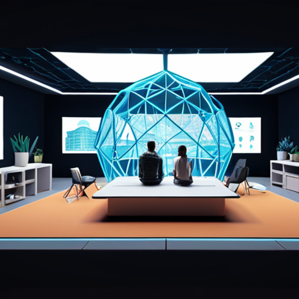 **

A diverse group of people collaborating on a virtual real estate project within a metaverse platform (e.g., Decentraland, The Sandbox). Show them working together on a digital blueprint or design interface, highlighting the collaborative aspect of metaverse property investment. Include elements that represent the metaverse, such as avatars, virtual buildings, and a futuristic environment. The image should convey a sense of teamwork, innovation, and the potential of shared investment.

**
